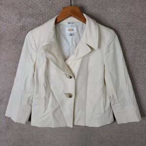 Vintage Talbots Jacket‎ Womens 6 Ivory Wool Stretch Blazer Single Breasted